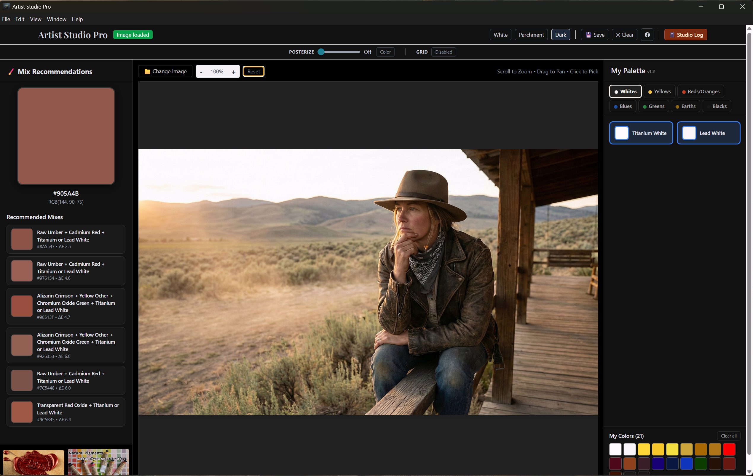 Artist Studio Pro web app screenshot